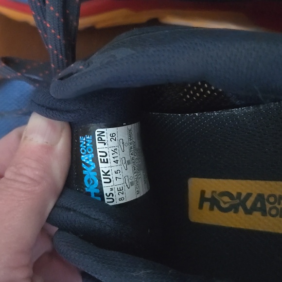 Hoka One One Navy and Red Athletic Shoes - Picture 3 of 6